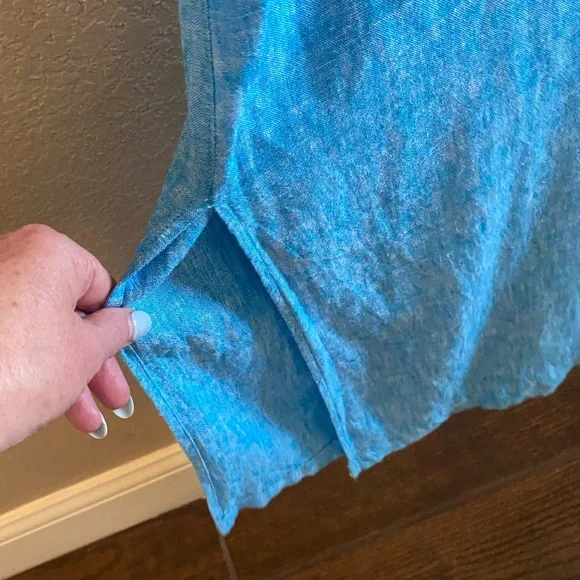 C&C California Blue Linen shirt Dress/ Size large - Picture 8 of 8